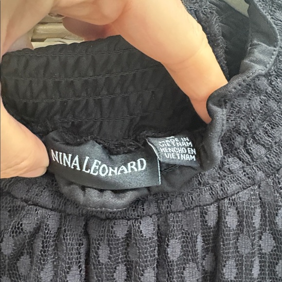 NWT Nina Leonard Black Dress with Sheer Sleeves Size Medium - Picture 5 of 5